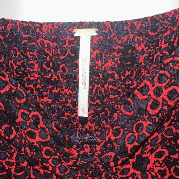 NWT Free People Tabitha Mini Dress Black Combo Red Sze Women Large Casual Eyelet - Picture 4 of 14